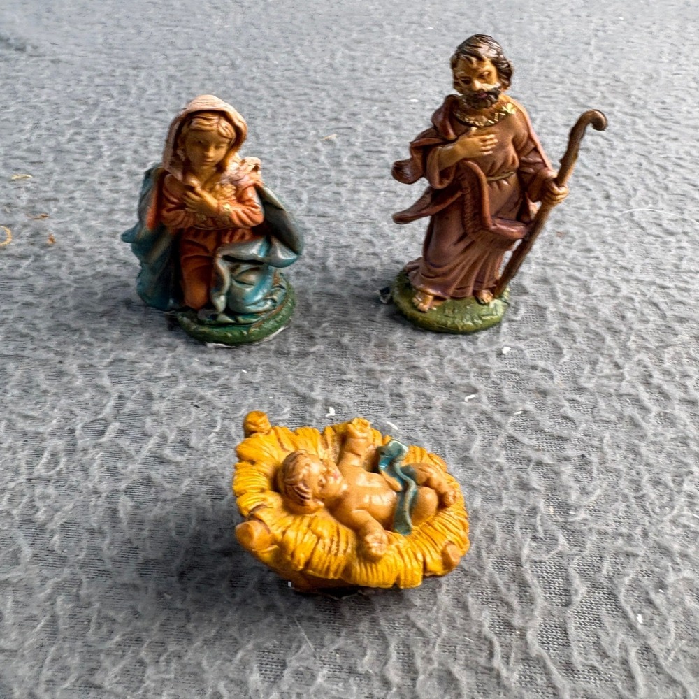 Vintage Fontanini Nativity Set 10 Piece Italy Polymer Figures Holy Family Kings - Picture 2 of 11